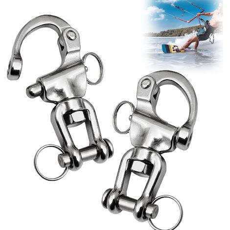 2 Pièces Mousqueton Pivotant à Emerillon,70 mm Manille Pivotante en Acier Inoxydable Mousqueton Crochet en D pour voilier spinnaker Halyard (1/5)