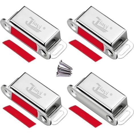 Aimant Porte Placard 4 Pièces Loquet Magnetique de Porte Acier Inoxydable Fermeture Aimant de Meuble pour Placard Fermoir Aimanté Porte pour Tiroirs Porte de Douche Armoire Placard (1/5)