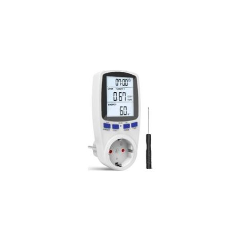 Contatore dei costi energetici, contatore elettrico digitale con ampio schermo LCD e analizzatore di energia elettrica con protezione da sovraccarico, zone di fatturazione time-sharing, 3680W - Crezuo
