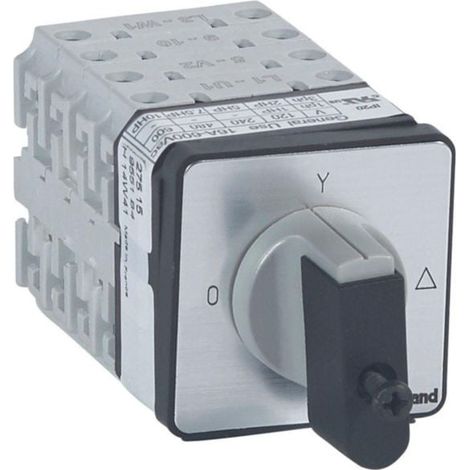 Commutateur à cames moteur triphasé démarreur 1 sens de marche 1 vitesse PR17 - 8 contacts - fixation par vis sur porte - LEGRAND