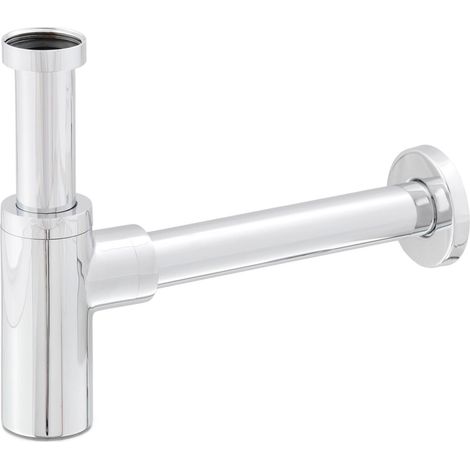 Siphon d évacuation avec tuyau rond en acier et laiton chromé Corinto (1/4)