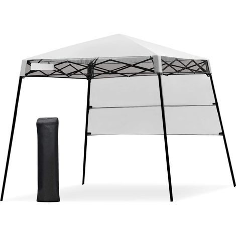 COSTWAY Tenda a Baldacchino con Apertura Automatica e Gambe Inclinate 181 x 181 cm, Gazebo da Esterno per Protezione Solare con Borsa, Ideale per Feste, Barbecue, Giardino, e Spiaggia (bianco) (1/5)