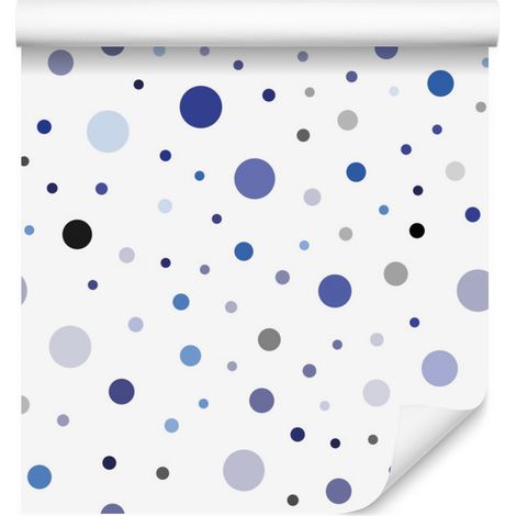 Papel pintado de círculos en tonos azules para salón y dormitorio, 50x1000 cm. (1/5)