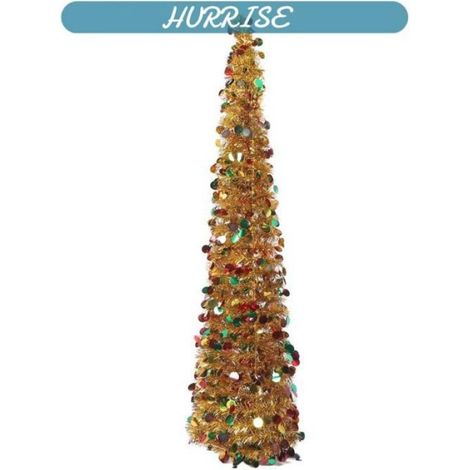 Sonew Faltbarer Weihnachtsbaum, 1,5 m hoher künstlicher PET-Weihnachtsbaum, Pop-up-Weihnachtsbaum mit Pflanzendekoration, goldfarben (1/5)