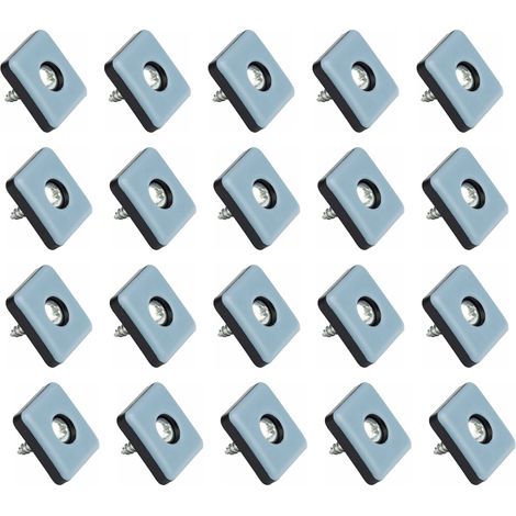 20 deslizadores para muebles, cuadrados de 40x40 mm, de PTFE con tornillos, protección para suelos, para sillas y mesas (1/5)
