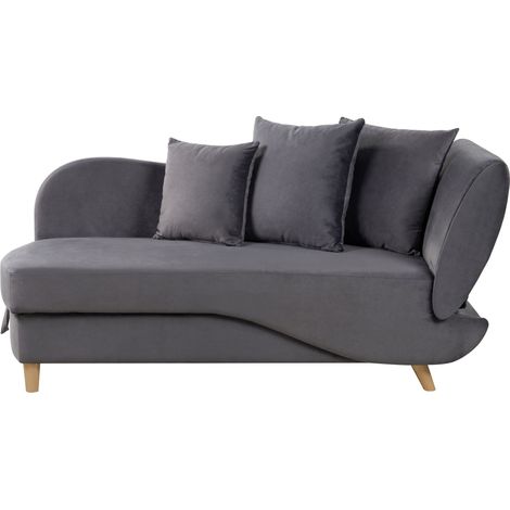Right-Hand Chaise Lounge MERI Velvet Dark Grey with Storage (1/5)