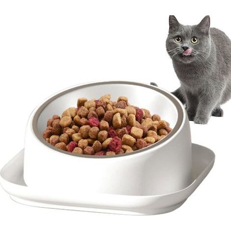 Erhöhter Katzennapf, um 15 Grad geneigt, sauberer Napf für Hunde und Katzen, rutschfest und geräuscharm (1/4)