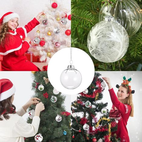 Set mit 6 StückTransparente Weihnachtskugeln, 6 cm große Weihnachtskugeln, Weihnachtskugeln, dekorative Weihnachtskugeln mit Schnur, Weihnachtskugeln aus Kunststoff als Weihnachtsdekoration (1/3)
