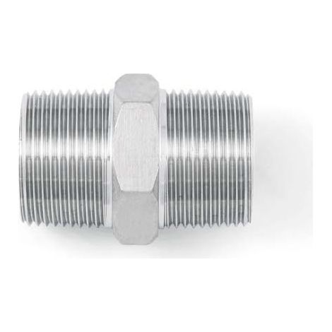 BSP 1" Hexagon Nipple - A4 (T316) Marine Grade Stainless Steel - Taper Threads (BSPT / R Thread) (1/2)