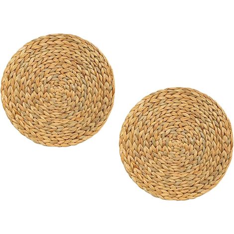 Sets de Table Tissés Ronds 2 Pièces en Herbe Gourde, Isolants (1/5)