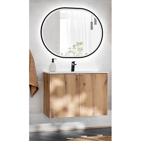 Badmöbel Set 2-teilig, 80cm Waschtisch, in Eiche, NEWPORT-56-OAK (1/5)