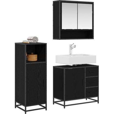 Maison Exclusive - Badezimmermöbel-Set 3 pcs Schwarz Eichen-Optik