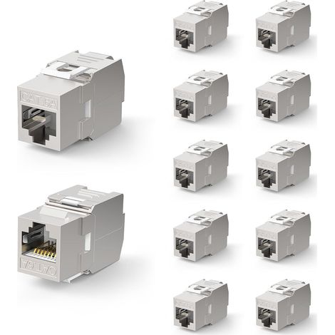 CAT6A Keystone RJ45 Female Toolless LSA Shielded Module 12 Pieces for 10Gbps to 500MHz AWG 22-26 (1/5)