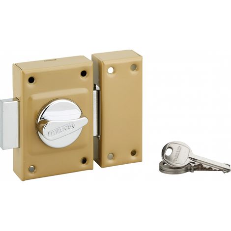 THIRARD - Verrou à bouton Etendard pour porte d'entrée, cylindre 40mm, acier, 3 clés, époxy bronze - THIRARD