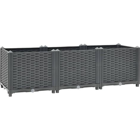 Jardinera elevada para plantas y flores jardín 120 x 40 x 38 cm polipropileno gris oscuro 020000905