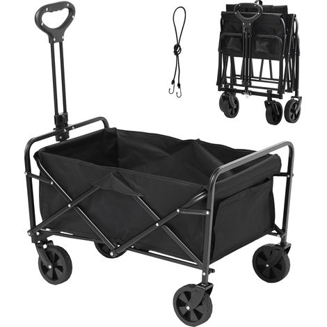 Mophorn Collapsible Folding Wagon, 2 Cu.Ft Beach Cart with All-Terrain 5" Wheels, Heavy-Duty 220 lbs Capacity, Folding Wagon with Drink Holders for Camping, Shopping, Sports (1/5)