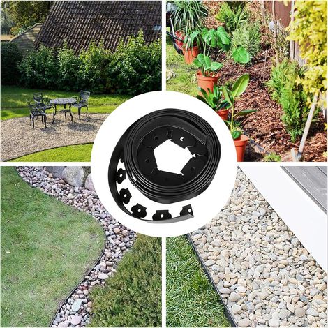 Tuyau de bordure de pelouse en plastique avec clous de fixation, bordure de chemin de pelouse de jardin sans creuser de bordure de pelouse (5 m + 15 clous) (1/2)