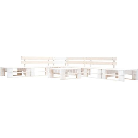 Conjunto de muebles de jardín muebles de exterior conjunto de muebles de palets de 6 piezas madera blanca 020018455 (1/3)