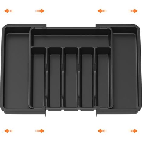 Plateau de vaisselle, boîte de rangement à tiroirs en plastique, la taille peut être étendue de 33 x 38 cm à 57 x 38 cm, 6 à 8 compartiments indépendants, adaptés à la cuisine, à la chambre, au bureau (1/5)