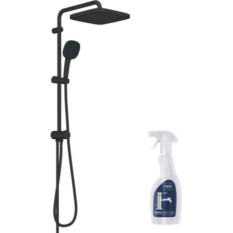 Columna de ducha GROHE Vitalio Comfort 250 con desviador manual, negro mate + limpiador GrohClean (1/4)
