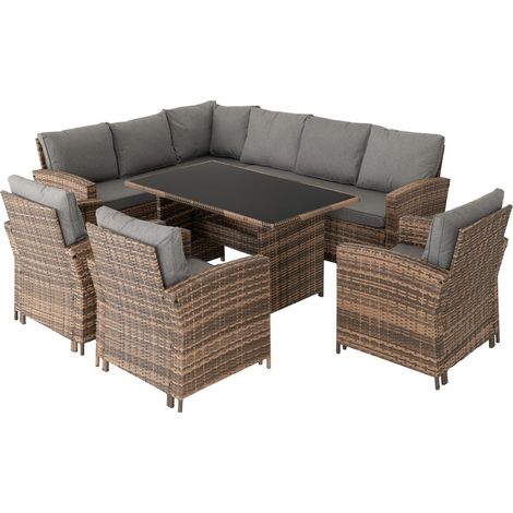 Aspen Corner Garden Furniture Set - L67 x W68 x H90 cm - Brown/Grey