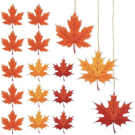 16 Pièces Décorations Automne à Suspendre,Feuilles Érable Suspendues pour Fenêtres,Décoration Automnale p DECORATION DE FETE MURALE (1/5)