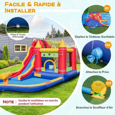 Parco acquatico gonfiabile per bambini, scivolo, piscina con spruzzi, soffiatore (1/5)