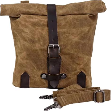 Sac De Guidon De Moto - Sac De Bagage De Moto, Sac Latéral De Moto - Sac De Selle De Moto Sac À Outils De Moto Étanche Sac En Toile Cirée Vintage - Sac De Fourche De Moto, Pochette De Moto, Fourniture (1/5)