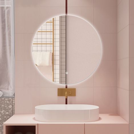 AICA SPECCHIO DA BAGNO ROTONDO CON LED 60 X 60 CM, ANTIAPPANNAMENTO, INTERRUTTORE A SFIORAMENTO(RETROILLUMINATO) (1/5)