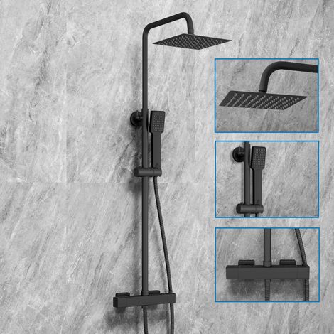 SKY Bathroom Square Exposed Thermostatic Mixer Shower Set With Handheld