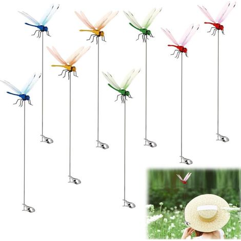 XEPHO 8pcs Piquet de Jardin, 31,5x9cm Leurre Libellule Vif Piquet de Jardin Décoratifs Ornements de Jardin Décoration de Jardin pour Jardin Intérieur et Extérieur(4 Couleurs)
