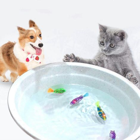 Interaktives schwimmendes Roboterfisch-Spielzeug für Katze und Hund mit LED-Licht, aktiviert