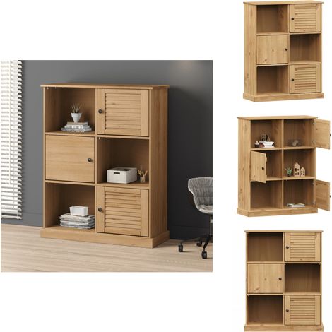 Bücherregal VIGO 90x35x114,5 cm Massivholz Kiefer - Holz Regal - Buche Regal - Bücherregal Massiv - Regal Landhaus - Vintage Bücherregal (1/5)