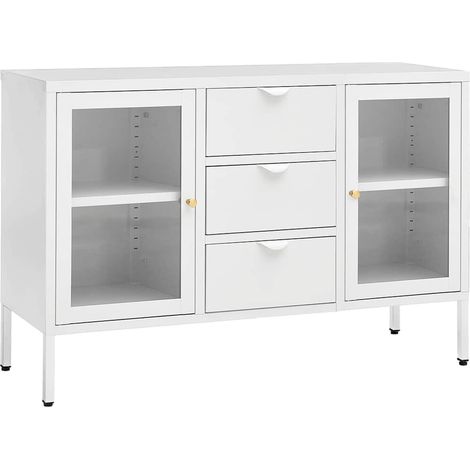 Sideboard/Anrichte/Buffet Weiß 105x35x70 cm Stahl und Hartglas LXWW748940 (1/5)