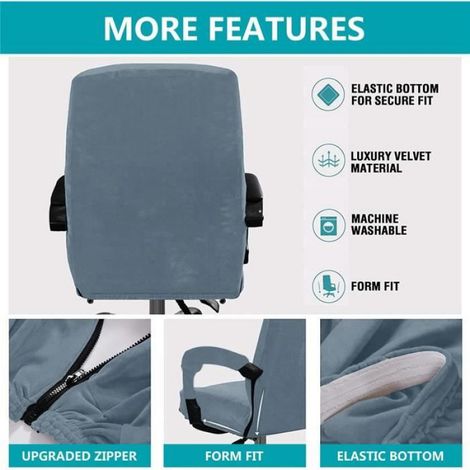 Housse de chaise de bureau - - - Velours - Extensible - Dossier 70-80 cm (1/4)
