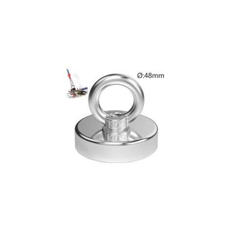 Leistungsstarker Neodym-Magnet mit 48 mm Durchmesser und einer Zugkraft von 75 kg für Industrie und Wissenschaft sowie Magnetangeln.