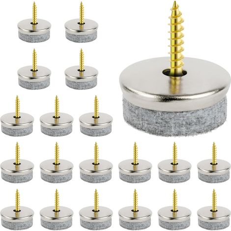 20 deslizadores de fieltro para muebles, deslizadores redondos de 24 mm para sillas, fáciles de instalar, para proteger los pisos de las patas de las mesas (1/5)