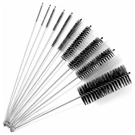 Pair Reinigungsbürste [10 Stück], Reinigungsbürste, Strohhalmbürste, für schmale Behälter und kleine Ecken, zB Wasserkocher, Teekanne, Tastatur, Strohhalm (Schwarz) (1/5)