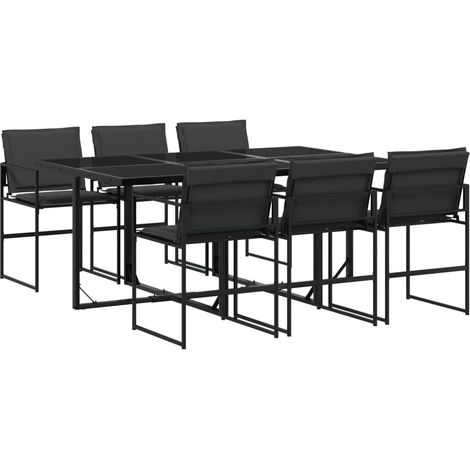 Maison Exclusive - Set da Pranzo da Giardino 7 pz con Cuscini Nero in Textilene