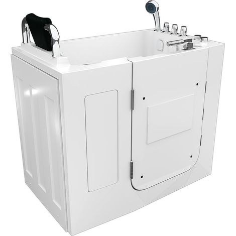 Sitzwanne Whirlpool Badewanne mit Tür S08WP-TH-B-L 110x68cm (1/5)