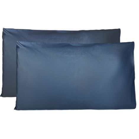 Taie Oreiller 100% Coton 40x70 CM Lot De 2, Taie d'oreiller Rectangulaire 100% Coton avec Fermeture - Bleu Marine (1/5)
