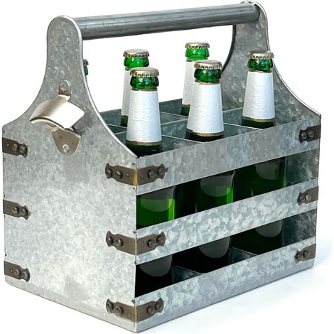 DanDiBo Bierträger Metall mit Öffner 96403 Flaschenträger 6 Flaschen Flaschenöffner Flaschenkorb Männerhandtasche Männergeschenke (1/5)
