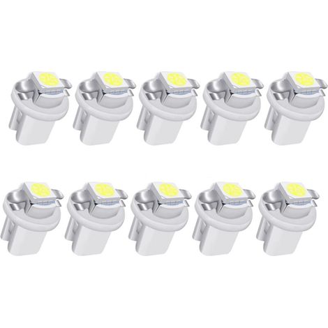 10pcs LED T5 Balnc Ampoules LED B8.5 Tableau de Bord Ampoules 1-5050-SMD pour Voiture Tableau de Bord Compteur de Vitesse Instrument Gauge Cluster Voyant (1/4)
