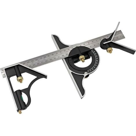 Combinaison Multifonction Réglable Carré Outils Carrés Robustes Kits De Mesure Rapporteur De Précision Angle Finder Règle Équerres 300mm (1/4)