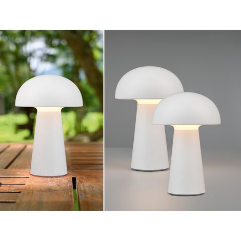 2er SET Outdoor LED Akku Tischleuchten Touch Dimmer, Weiß Höhe 21cm (1/5)