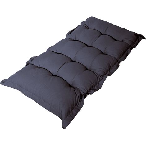 Coussin capitonné Confort Intérieur Extérieur 120x60cm - Gris Carbone (1/4)