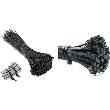 100 pièces attaches de câble 200mm X 3.6mm, attaches de câble en nylon, attaches de câble 200mm, noir (1/4)