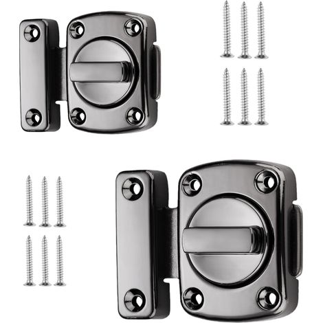 (Nior) 2 pestillos giratorios de aleación de zinc cepillado con tornillos para seguridad de muebles, cajones y gabinetes