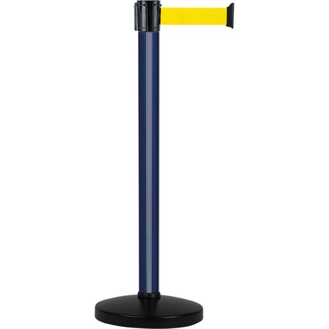 Poteau Alu Bleu laqué à sangle Jaune 3m x 50mm sur socle portable - 2010634 (1/2)