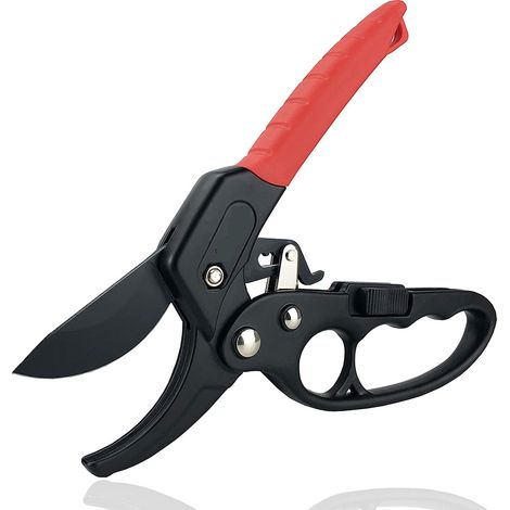 Sécateur à cliquet GPPS-1011, outil de jardin robuste avec lame enclume pour branches sèches et épaisses jusqu'à 24 mm, mécanisme à crans, coupe facile. (1/4)
